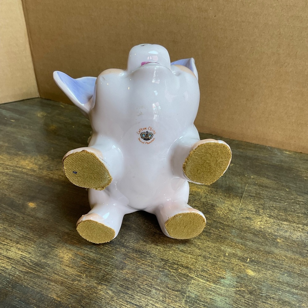 Vintage Lefton China Piggy Bank Pink Pig w/ Applied Flowers Hand Painted Japan - Picture 6 of 10